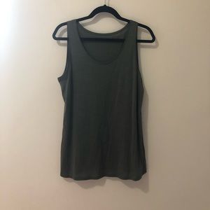 Eileen Fisher silk army green scoop neck tank top